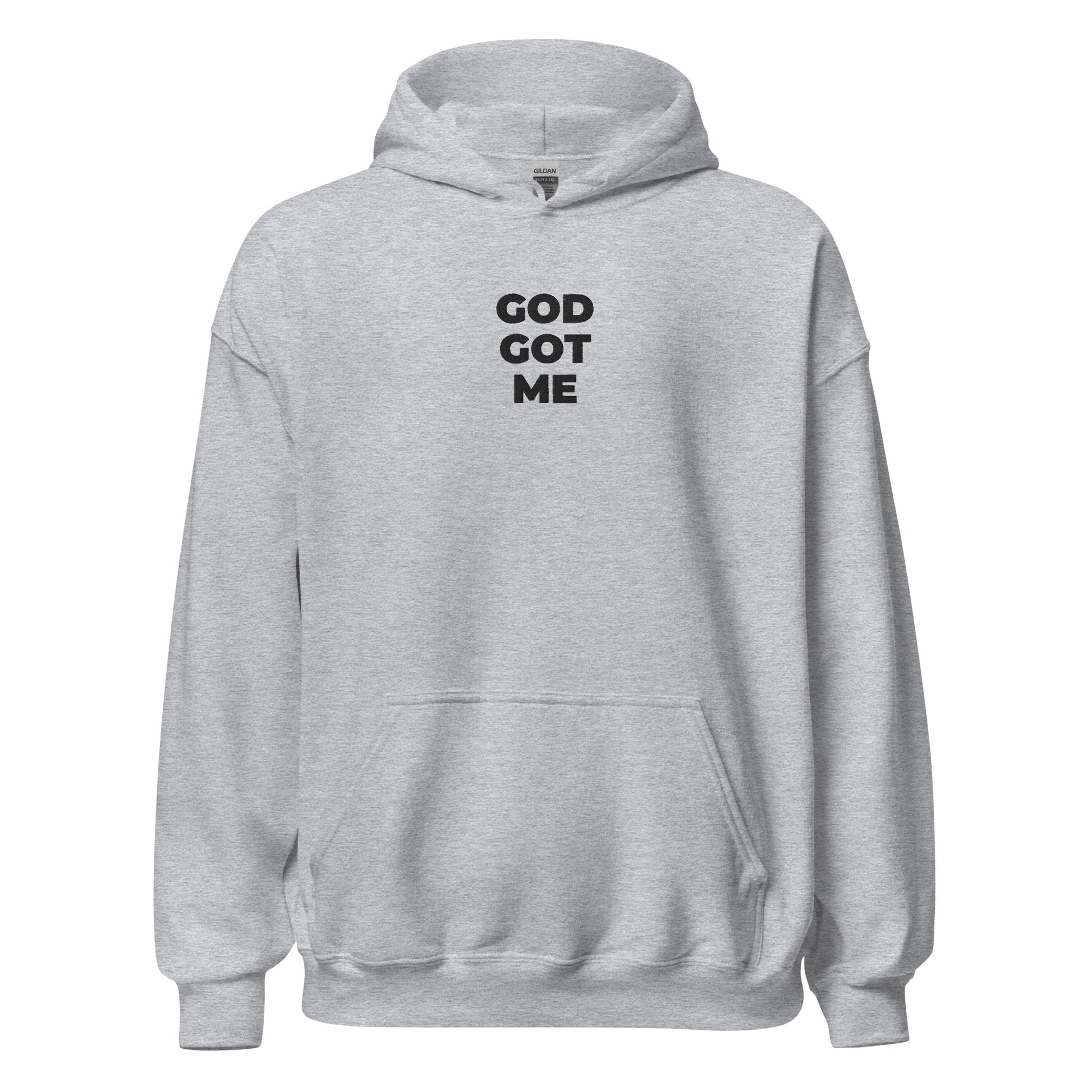 god got me hoodie grey