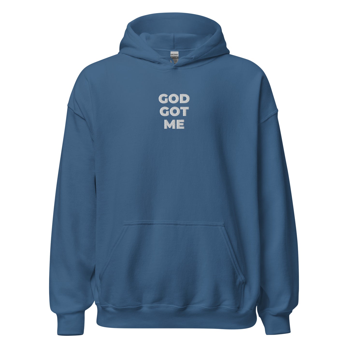 god got me hoodie indigo