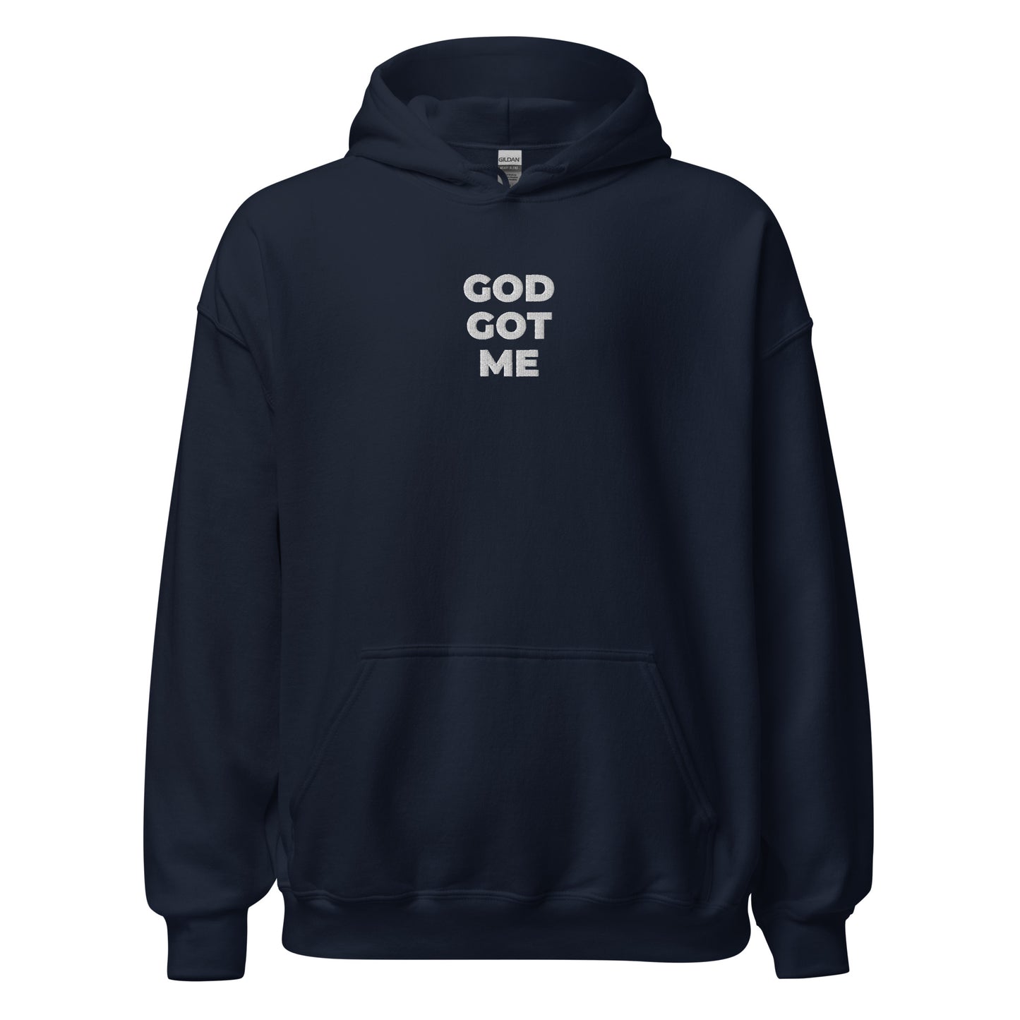 god got me hoodie navy