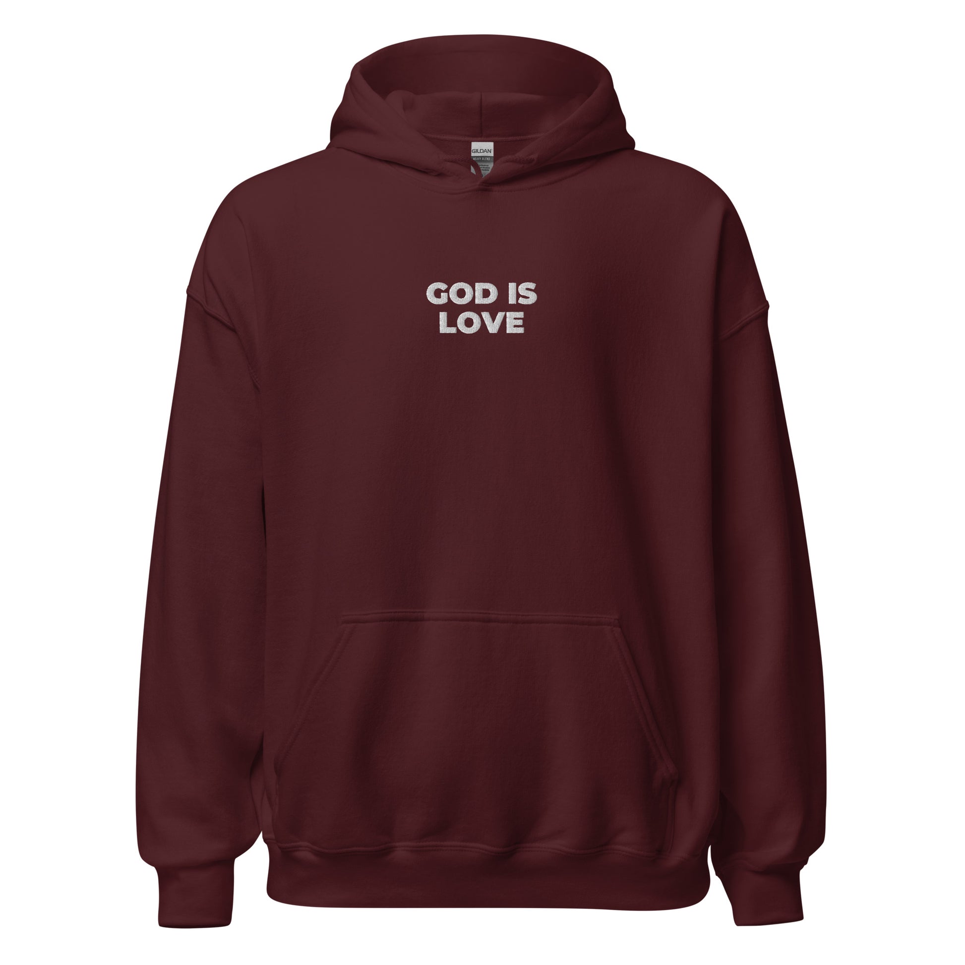 god is love hoodie maroon