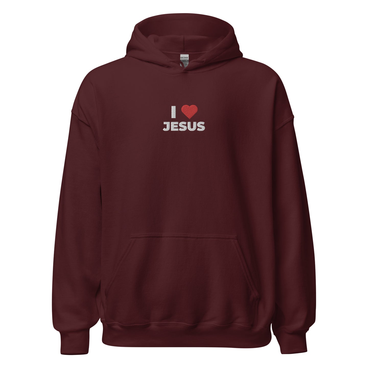 i love jesus hoodie maroon