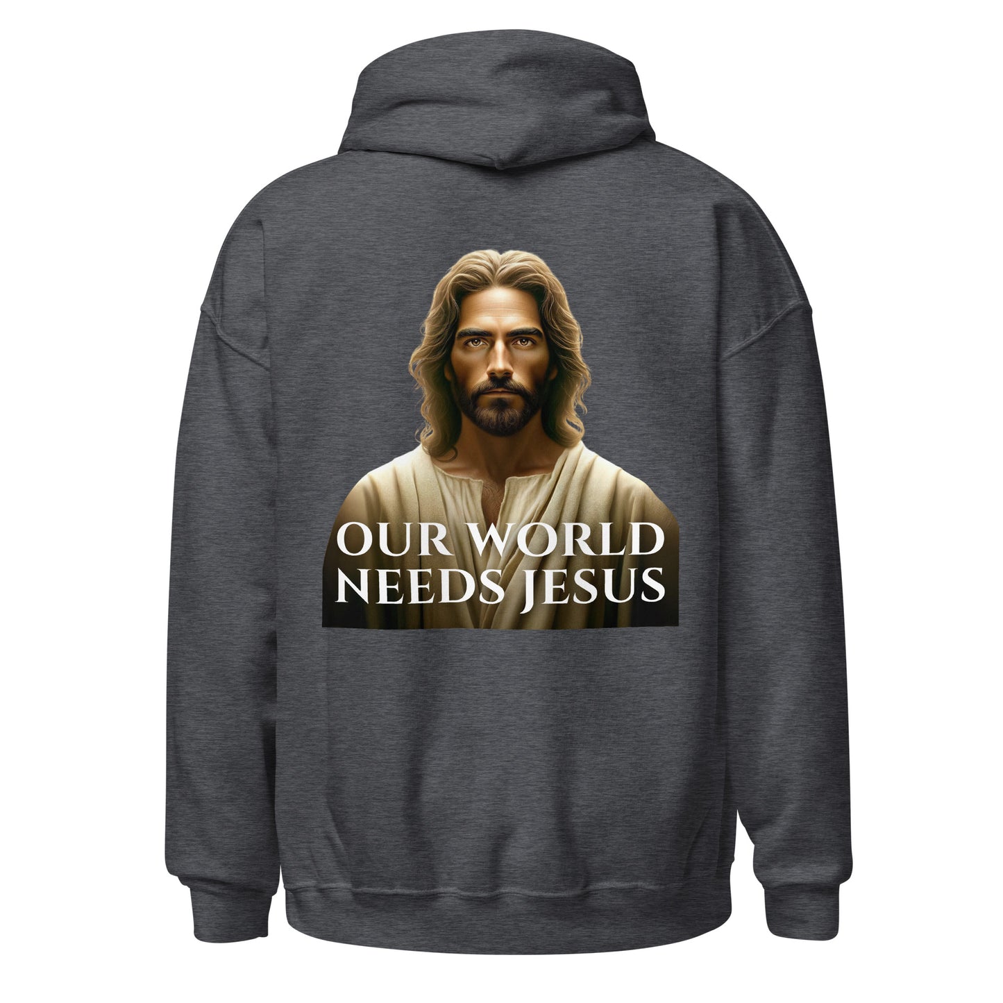 our world needs jesus hoodie heather