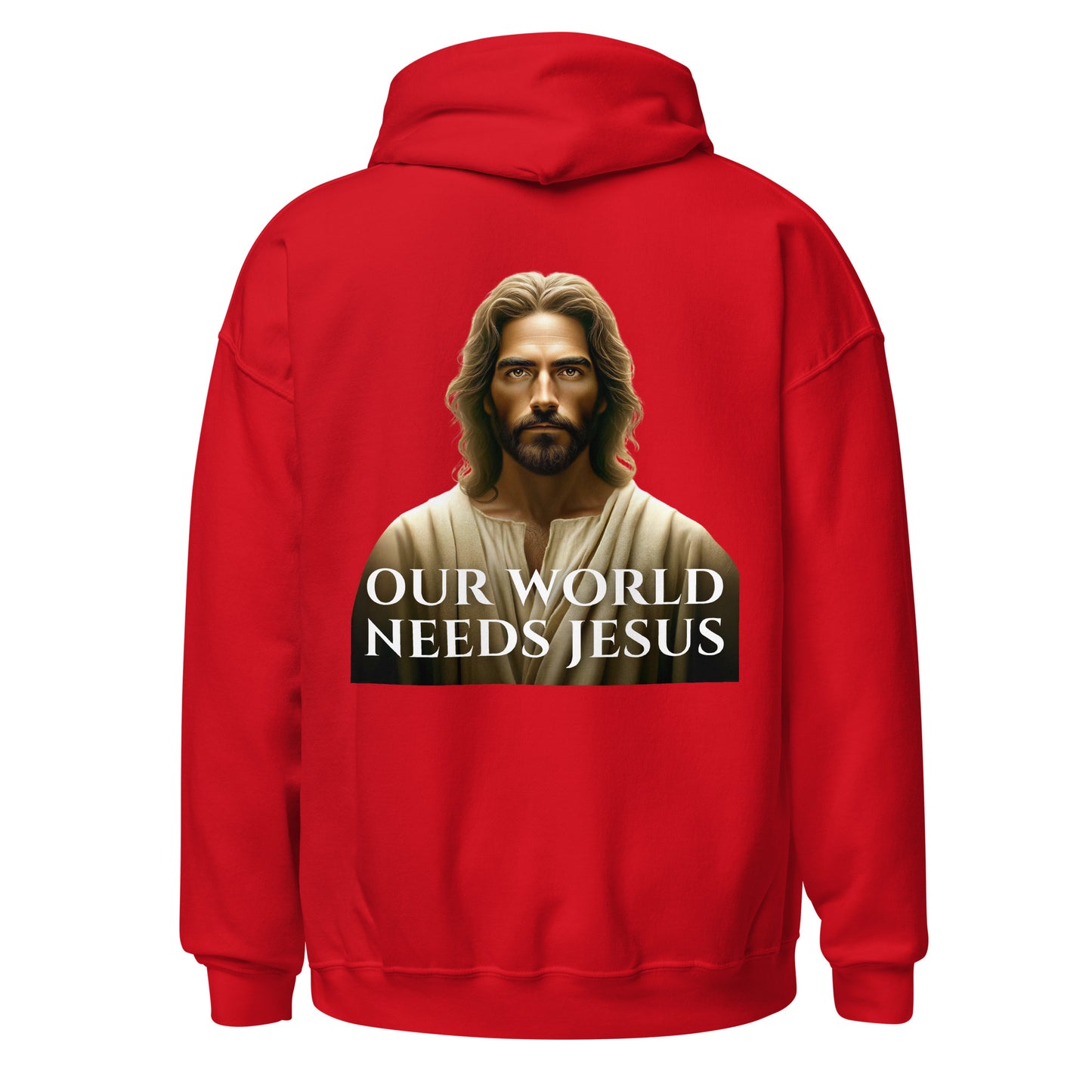 our world needs jesus hoodie red