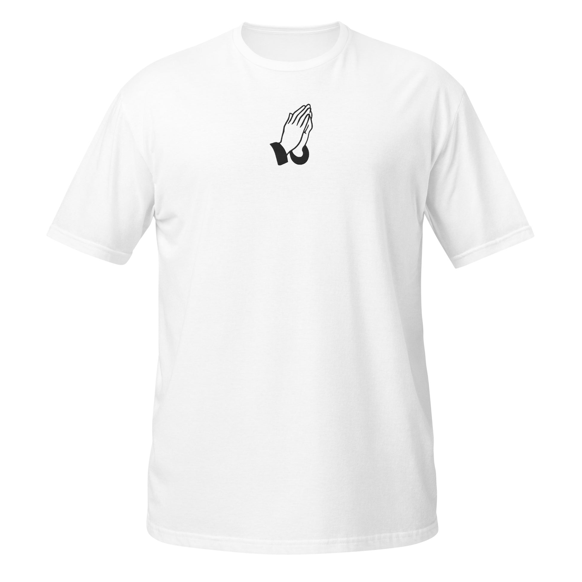 praying hands shirt white